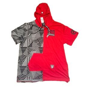 Ecko Unltd Hoodie Shirt XL Short Sleeve Red Black Split Design NWT